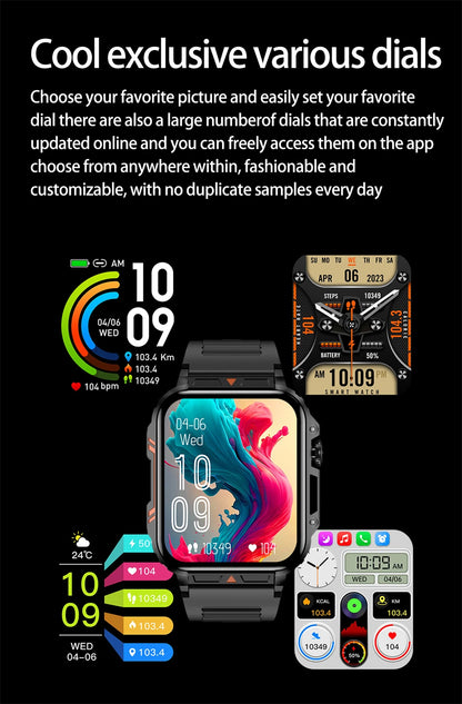 2024 nouveau 1.95 extérieur militaire homme montre intelligente hommes Bluetooth appel Smartwatch hommes pour Android IOS IP68 étanche Ftiness montres