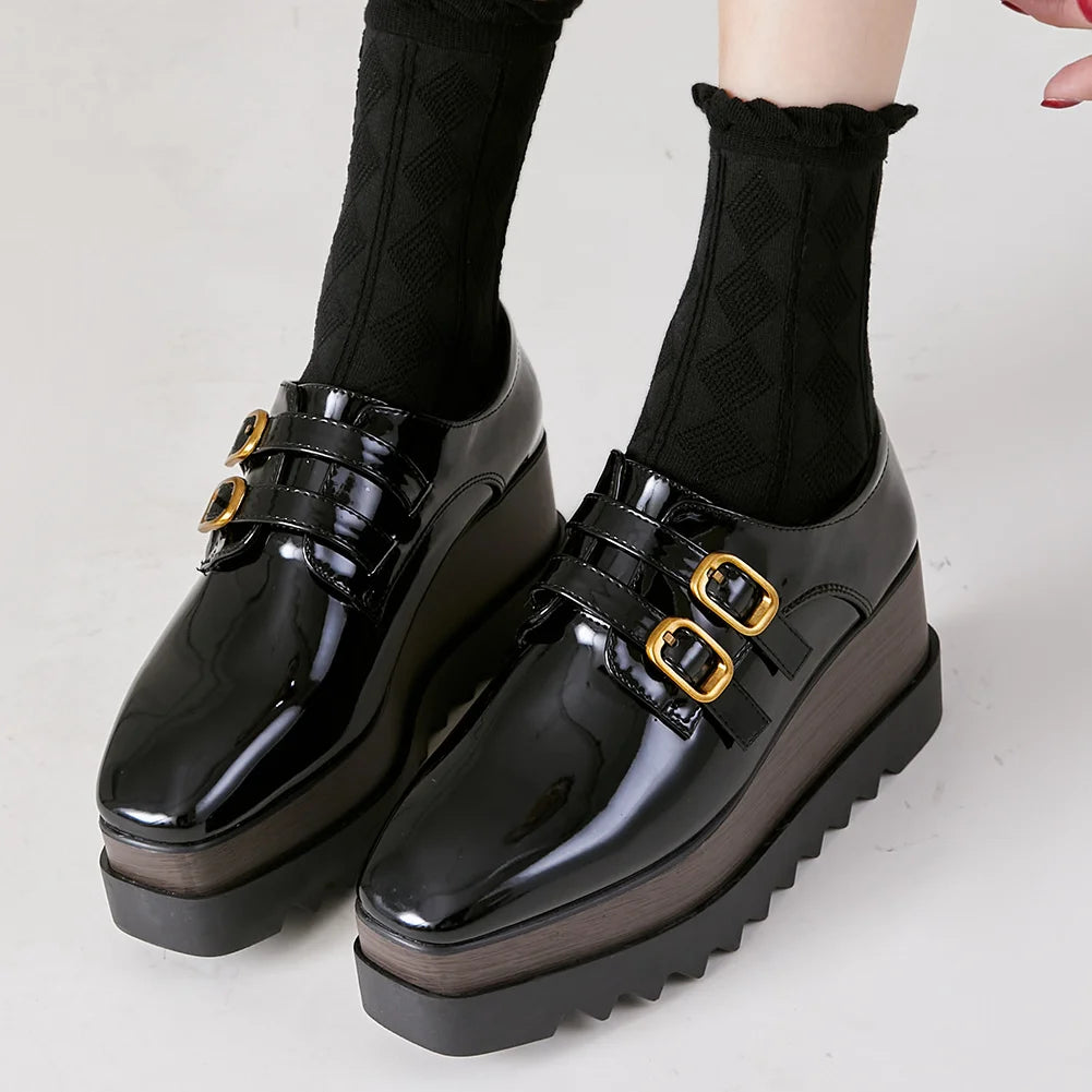 Plate-forme plate solide pour femmes, chaussures plates pour femmes, Parker carré, décontracté, printemps, automne, tout neuf, mode, strucgirls, loisirs