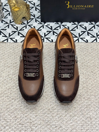 BILLIONAIRE BLSK CPRT chaussures peau de vache 2025 nouvelle broderie mode qualité confort mouvement hommes taille européenne 39-45 chaussures noires