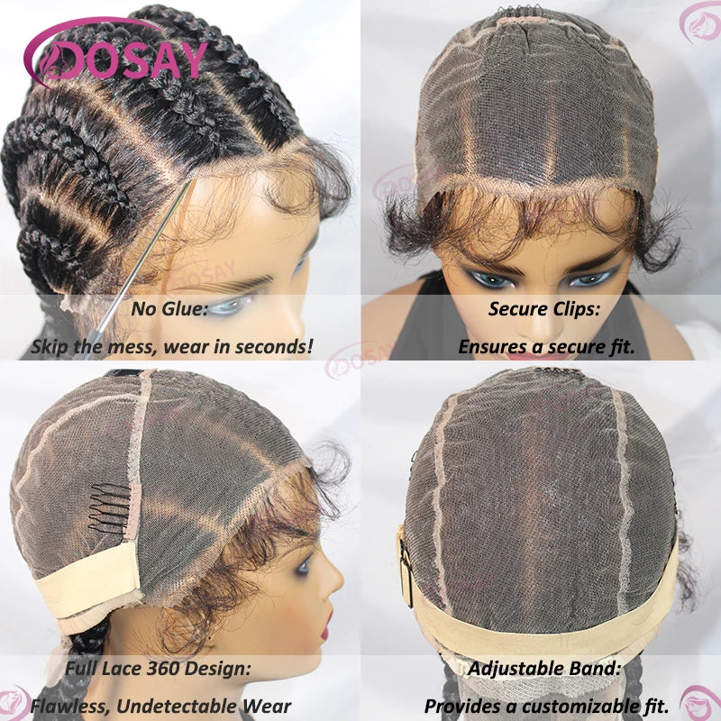 Perruques tressées sans colle synthétique pleine dentelle avant perruque tresse africaine sans noeud boîte tresses 20 "femmes perruques pour femmes perruques tressées