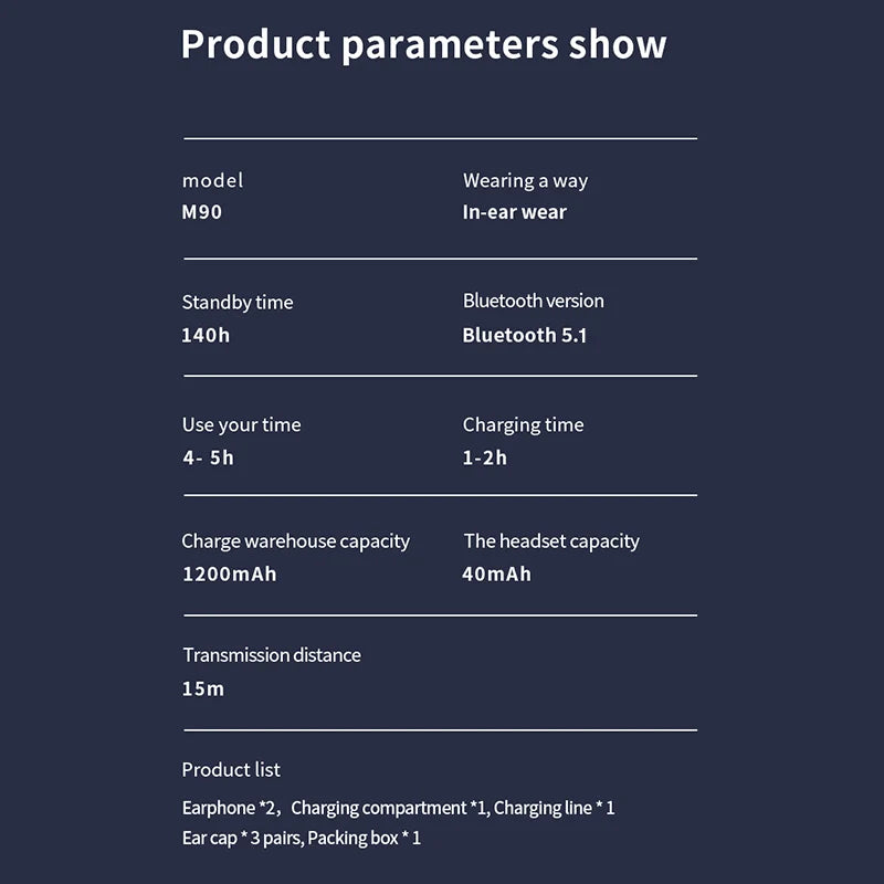 M90 casque sans fil TWS Bluetooth contrôle tactile écouteurs Sport écouteurs Hifi stéréo casque de jeu avec micro pour smartphone