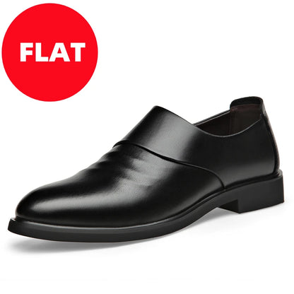 Chaussures plates en cuir véritable pour hommes, rehaussantes de 6CM, chaussures d'affaires formelles en cuir, chaussures de mariage décontractées britanniques, nouvelle collection