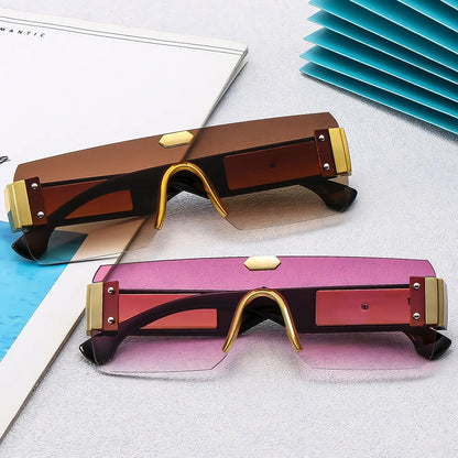 Lunettes de soleil sans monture, protection solaire pour hommes, sens avancé pour femmes, visage, petite photo, bord de coupe, miroir pare-soleil