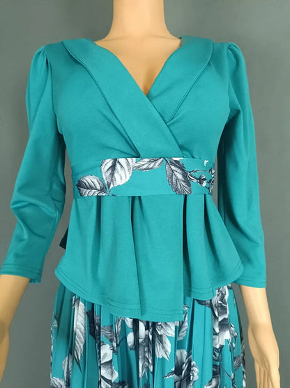 Vêtements africains 2 pièces pour femmes, mode d'été, demi-manches, col en v, haut imprimé en Polyester, jupe longue, ensembles assortis, 2025