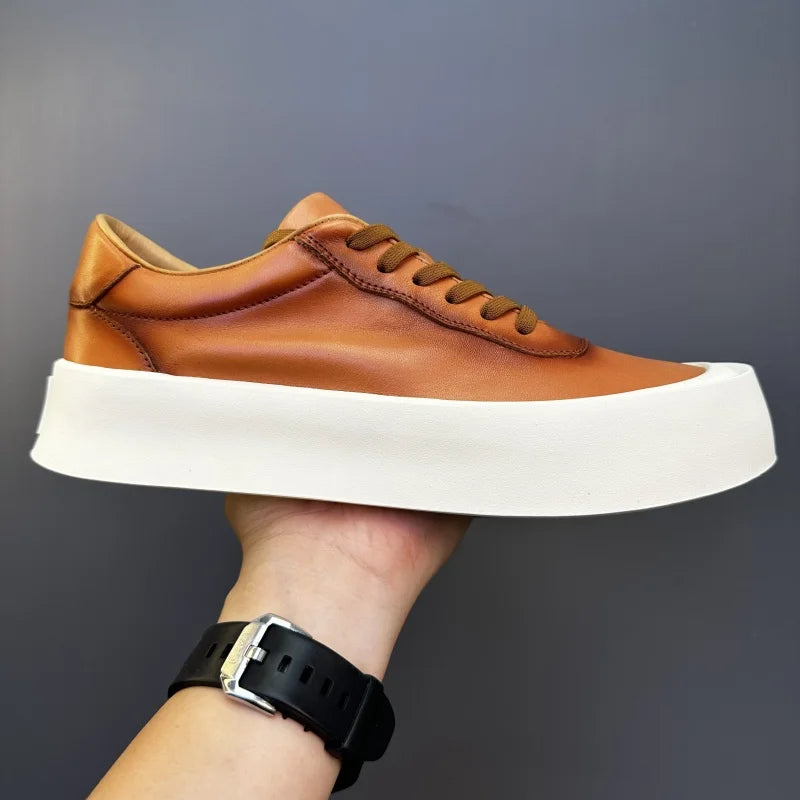 DOYUTIG-Chaussures de planche en cuir véritable pour hommes, baskets à semelle optique coordonnante, chaussures décontractées, rétro vintage, printemps et automne, SGHousex, nouveau