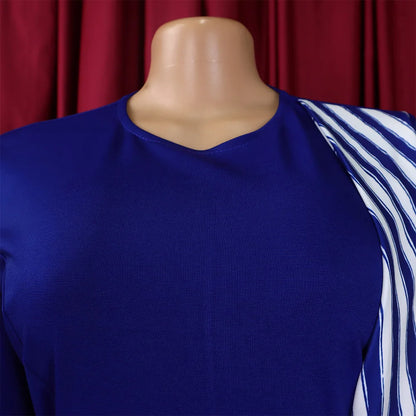 FairyShely 2025 Sexy Patchwork grande taille robe de Club femmes à manches longues grandes robes dame coupe ajustée fête robe courbe serrée