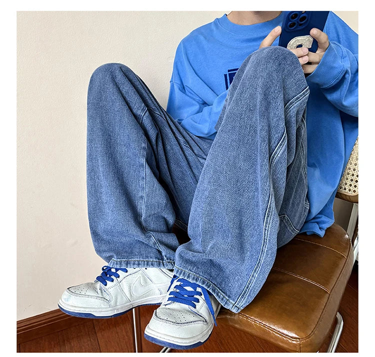 LAPPSTER-Jean baggy en denim pour homme et femme, pantalon droit, vintage, décontracté, hip hop, sarouel, collection 2023