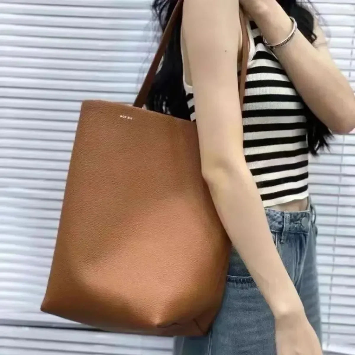 Sac à main en cuir véritable pour femmes, fourre-tout paresseux de grande capacité, sac à bandoulière simple, sac à dos de jour décontracté, sac de taille, sac seau