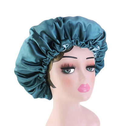 Bonnet en Satin réversible pour cheveux, Double couche réglable, couvre-tête pour dormir, accessoires de coiffure bouclés et élastiques