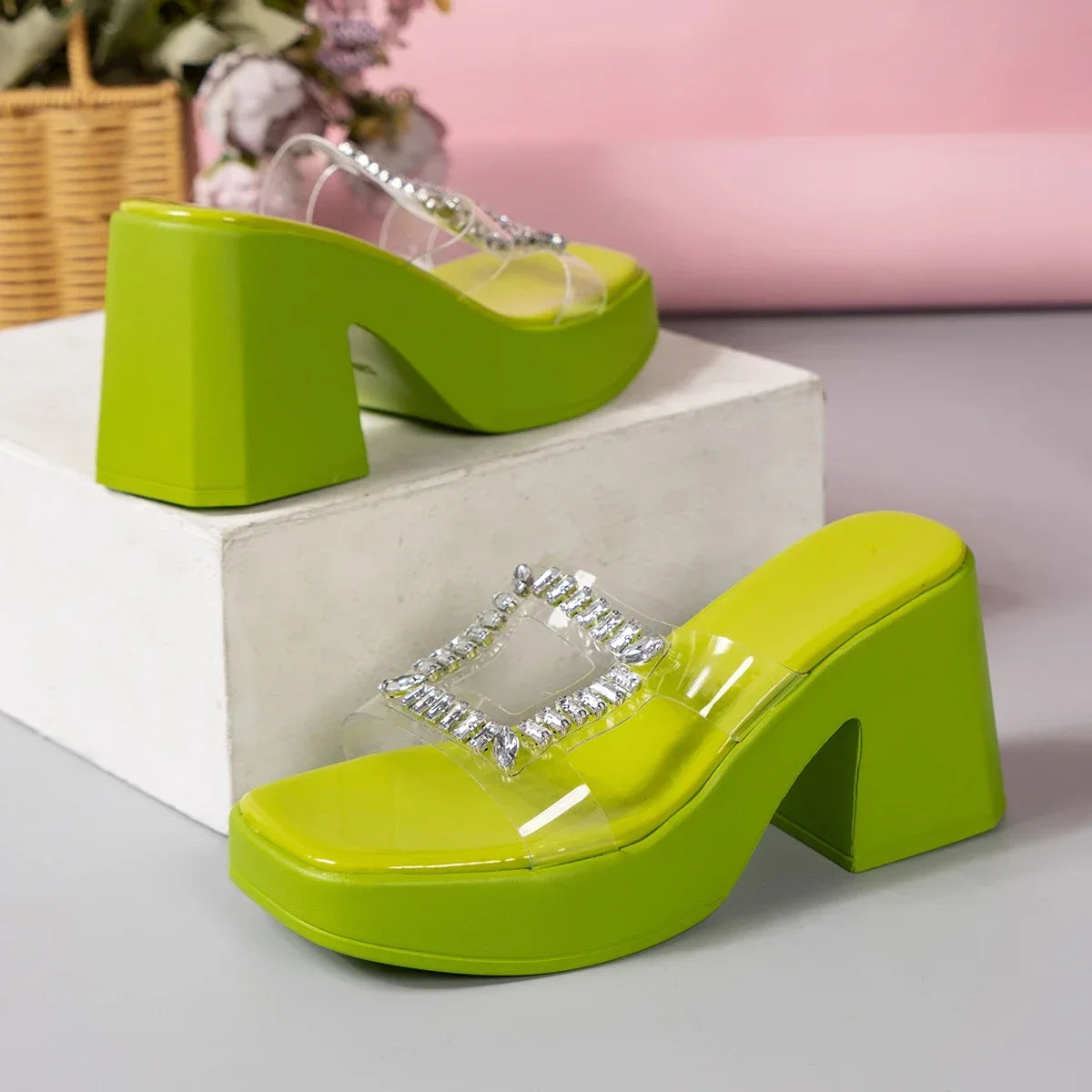 Sandales Escarpins Transparentes à Talons Hauts pour Femme, Chaussures d'Été en PVC, Nouveau Design, 2023