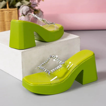 Sandales Escarpins Transparentes à Talons Hauts pour Femme, Chaussures d'Été en PVC, Nouveau Design, 2023