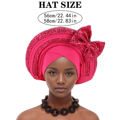 Cravate de Sauna à Paillettes pour Femme, Turban Africain avec Nministériels d Papillon Doux, Accessoire de ix