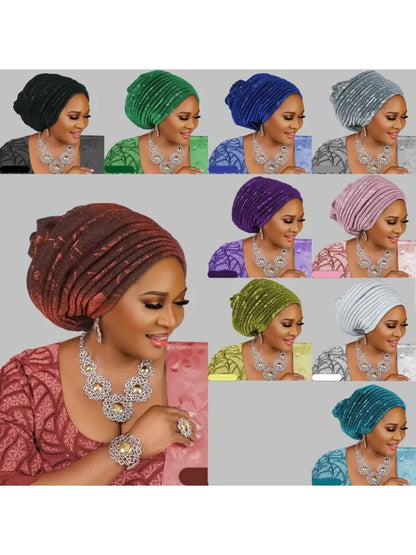 Turban Plissé pour Femme, Cravate de Sauna, ixde Mariage Africain, Nigeria, 2025