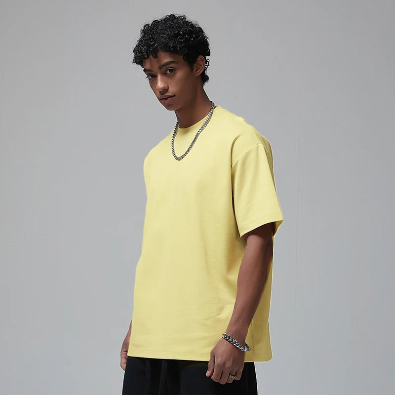 100 T shirt en coton lourd pour hommes et femmes, Tops à manches courtes, Tee shirts solides et surdimensionnés, vêtements de qualité 6.8oz 230gsm