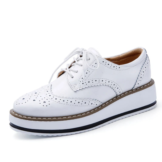 2024 chaussures en cuir blanc noir à lacets plate-forme rayée femmes chaussures plates Oxford mode Vintage plate-forme richelieu chaussures femme