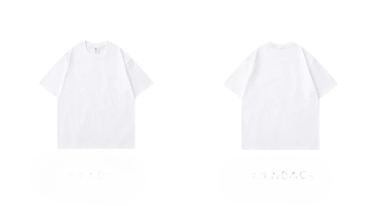 T-shirt à manches courtes en coton épais, Beige, 300g, col rond, ample et Base, pour hommes et femmes, été