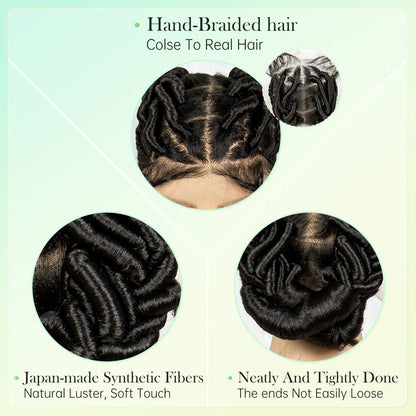 Perruques tressées en dentelle complète, perruques torsadées au Crochet, tresses synthétiques sans nœuds, perruques Lace Front transparentes pour femmes noires