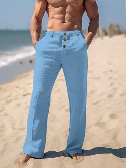 Pantalon de Plage en Coton et Lin pour Homme, Vêtement Décontracté, Respirant, Fin, Style Rétro, Nouvelle Collection Été