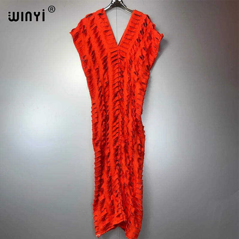 WINYI été Original ajouré ample denim combinaison mode couvrir