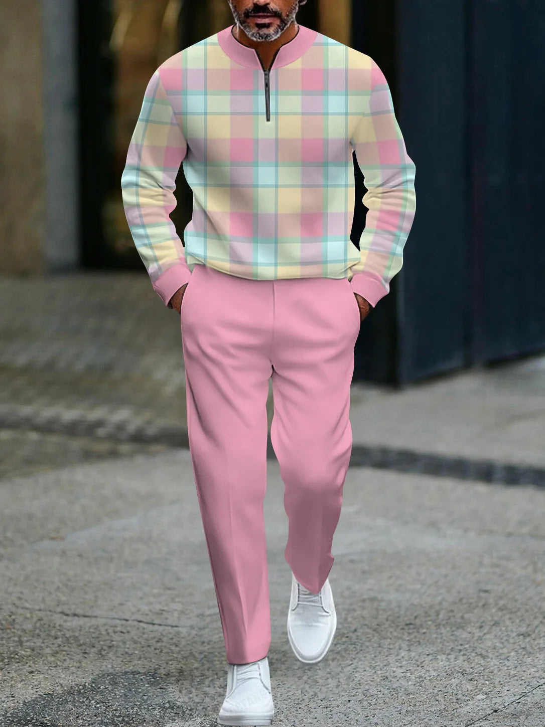 Ensemble pantalon Long à manches longues pour hommes, demi-fermeture éclair imprimée en 3D, fermeture à glissière, ajustement confortable, tenue décontractée à la mode, nouvelle collection 2025