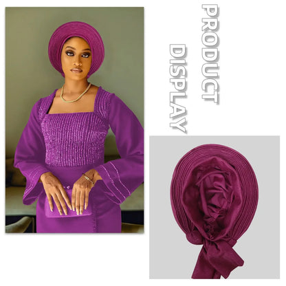 Casquette Turban plissée pour femmes africaines déjà fabriquées Auto Gele femme bandeau Nigeria dame chapeaux chapeau fête de mariage chapeaux