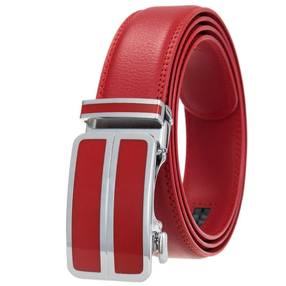 Plyesxale Black Khaki Blue Red White Leather Belt For Men Good Quality Mens Belts Luxury Automatic Buckle Waist Strap Male B1049