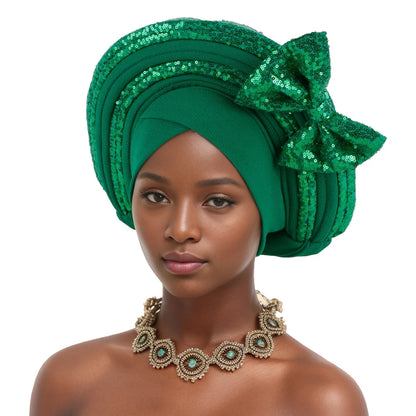 Cravate de Sauna à Paillettes pour Femme, Turban Africain avec Nministériels d Papillon Doux, Accessoire de ix