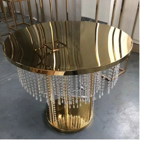 Rideau de perles de cristal, Table à gâteau, décoration de mariage, Table en métal avec éclairage, Table à gâteau en cristal de mariage