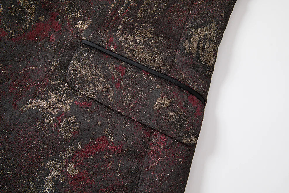 Costume vert 3 pièces pour hommes, veste de robe de soirée de mariage avec gilet et pantalon, ensembles Slim à la mode pour hommes, tissu Jacquard Beige, noir, bleu