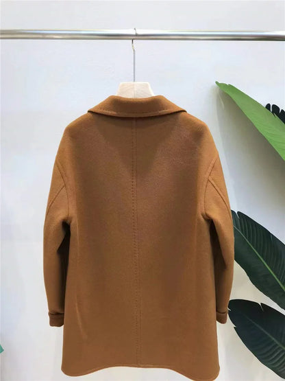 GENHUA 2025 automne hiver nouveaux modèles femmes Double face manteau en cachemire de haute qualité polyvalent 10% cachemire veste à Double boutonnage