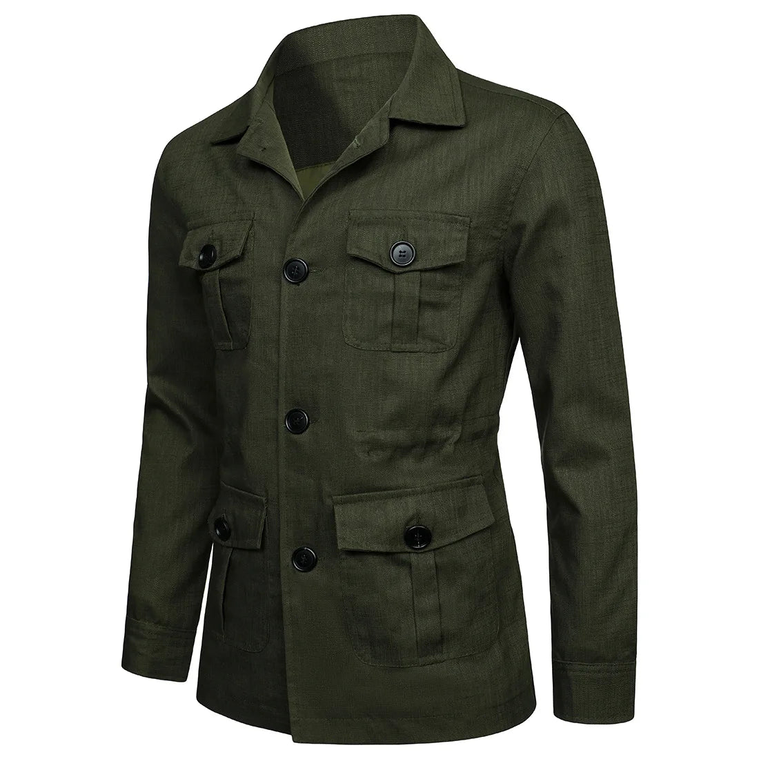 Hommes manteaux Safari veste lin britannique rétro Gentry costume poches vêtements d'extérieur mode couleur unie mâle hauts Ropa Hombre