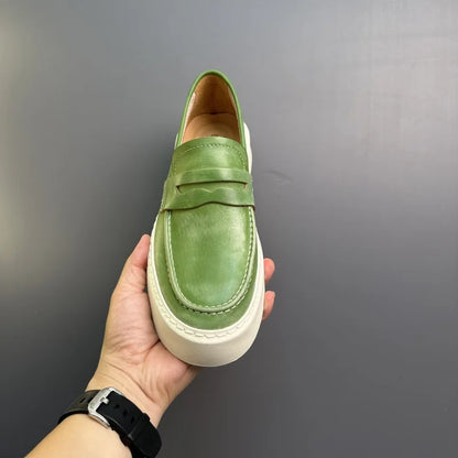 DOYUTIG-Chaussures à enfiler en cuir véritable pour hommes, chaussures de planche décontractées rétro pour hommes, baskets chimneakers de printemps et d'automne, marque de mode masculine, SG009