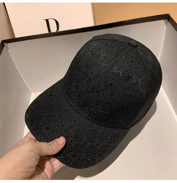 Casquette de Baseball avec lettres en strass pour femmes et hommes, visière de Sport, à rabat, chapeaux de soleil pour femmes, de luxe de styliste