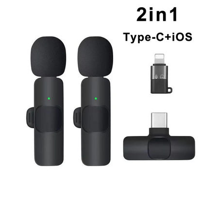 Microphone Lavalier sans fil, Mini micro d'enregistrement Audio et vidéo Portable pour iPhone Android, diffusion en direct et jeu