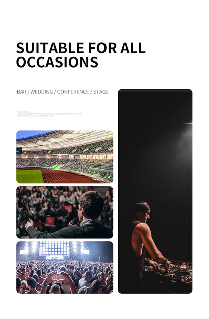 Microphone sans fil portatif à double canal, micro dynamique à fréquence fixe UHF pour karaoké, fête de mariage, spectacle d'église