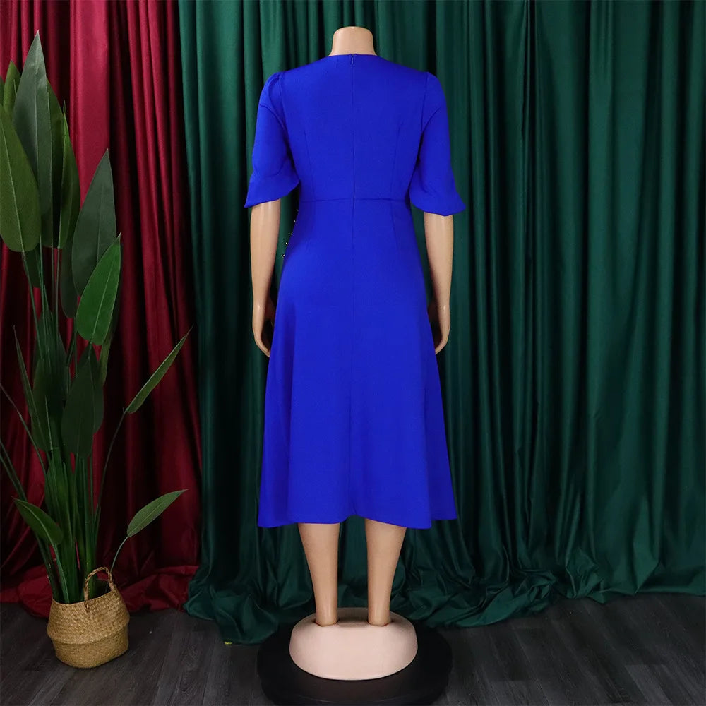 FairyShely-Robe longue à manches courtes pour femmes, grande taille, col rond, grandes robes pour dames, robe de soirée serrée, robe curvy, monochromatique, été, 2025