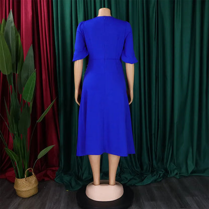 FairyShely-Robe longue à manches courtes pour femmes, grande taille, col rond, grandes robes pour dames, robe de soirée serrée, robe curvy, monochromatique, été, 2025