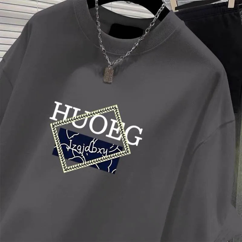 T-shirt à manches courtes en pur coton de style européen pour femmes, vêtements d'été décontractés, haut imprimé à col rond, pull basique pour femme