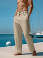 Pantalon de Plage en Coton et Lin pour Homme, Vêtement Décontracté, Respirant, Fin, Style Rétro, Nouvelle Collection Été