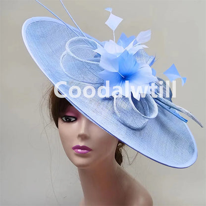 Royal Ascot grand Chapeau fascinateur femmes Kentucky Derby plume grand Chapeau fascinateur fête mariage casque fleur église Chapeau
