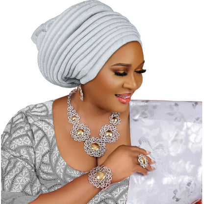Turban Plissé pour Femme, Cravate de Sauna, ixde Mariage Africain, Nigeria, 2025