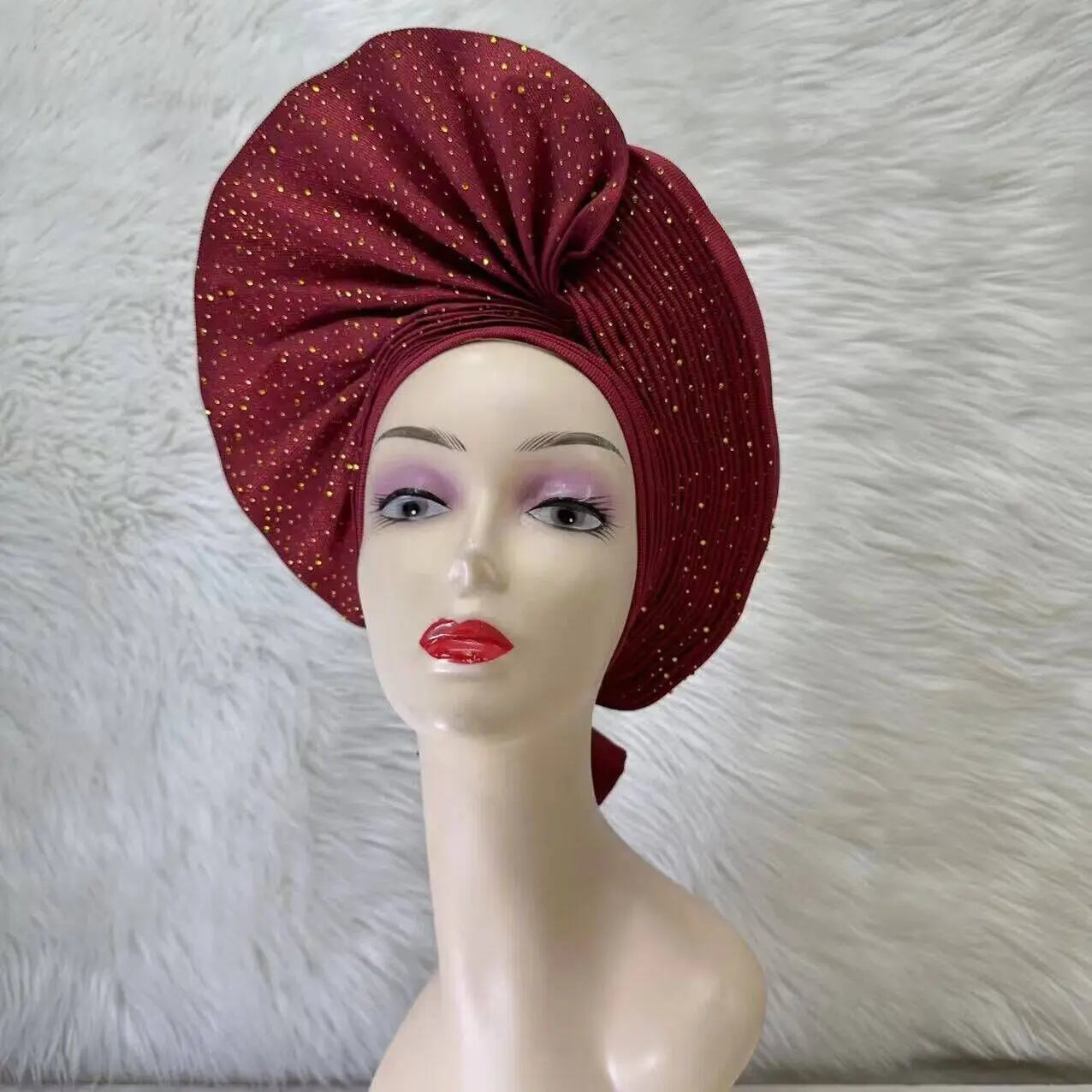 Turban de tête musulman pour femmes, Gele africain violet, casquettes déjà fabriquées, Auto Aso Oke, cravate de sauna Gele, chapeau rond pour dames, Z620-2 de fête