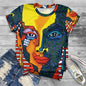 T-shirt col rond femme noir, streetwear, vintage, africain, impression 3D, mode décontractée, visage noir, baggy, t-shirts