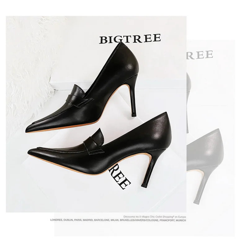Escarpins à Talons Hauts Élégants pour Femme, Cuir Classique, Rétro, Jolie tu, Parker, Slip On, Marron, Noir, Bureau, ix, Chaussures Simples