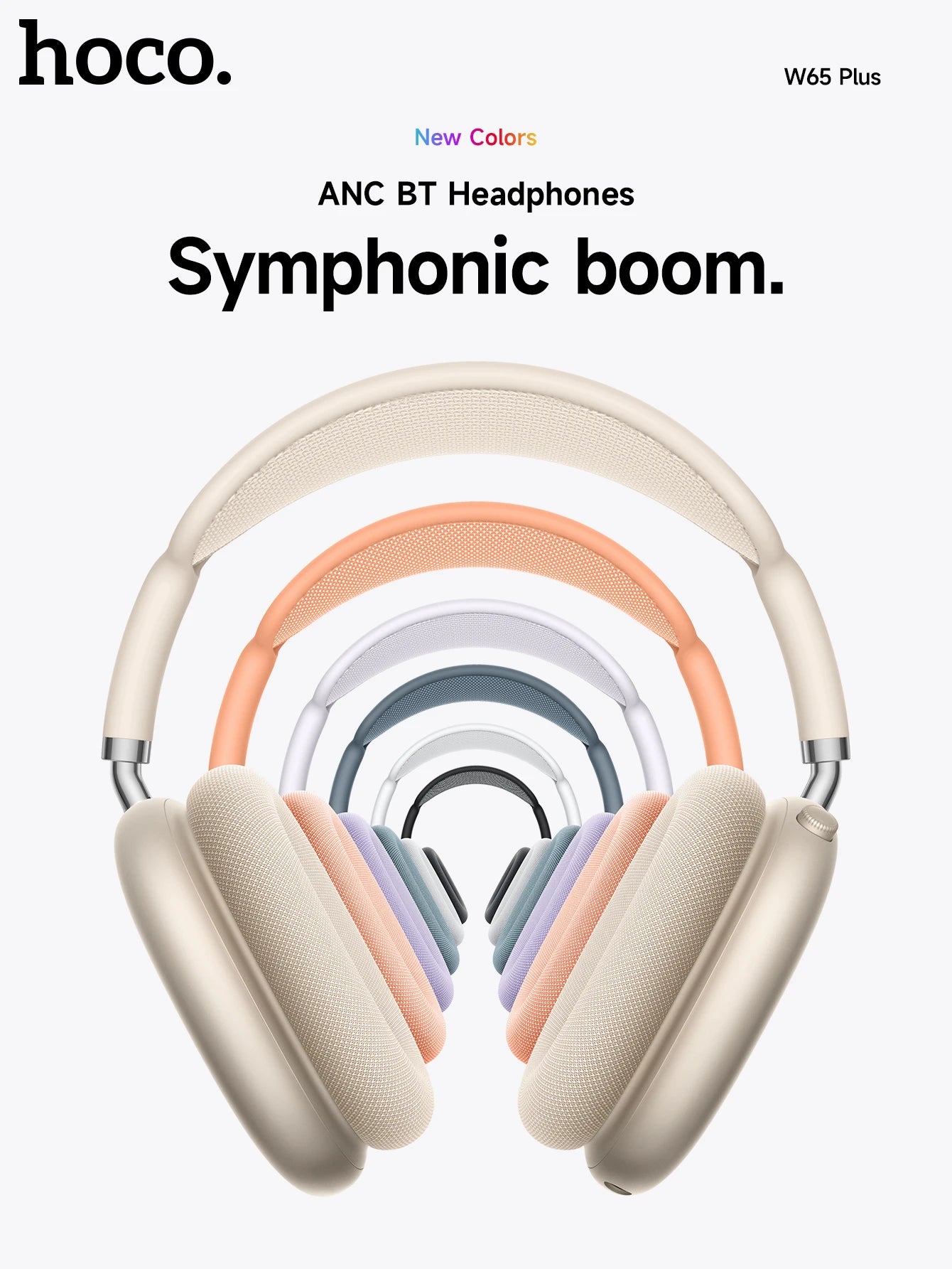 HOCO W65 Plus ANC réduction du bruit Bluetooth casque sur l'oreille sans fil grand écouteur Hifi sons Sport casques avec bouton