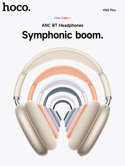 HOCO W65 Plus ANC réduction du bruit Bluetooth casque sur l'oreille sans fil grand écouteur Hifi sons Sport casques avec bouton