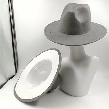 Chapeau Fedora à larges bords pour hommes et femmes, chapeau en feutre ander, chapeau d'église, laine douce, grande taille, DN, britannique, 60cm