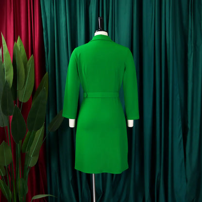 Robe plissée mi-longue à col de costume, taille haute, à la mode, nouvelle collection automne 2025