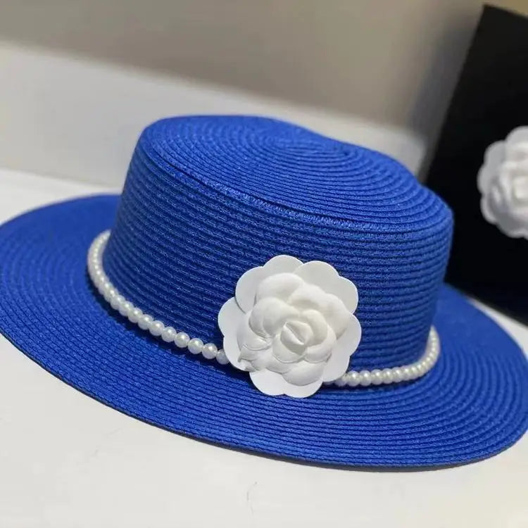 Chapeau plat d'été pour femmes, nouveau style, chapeau de soleil, de plage, de mariage, de thé, élégant, avec coiffure en perles, 모자