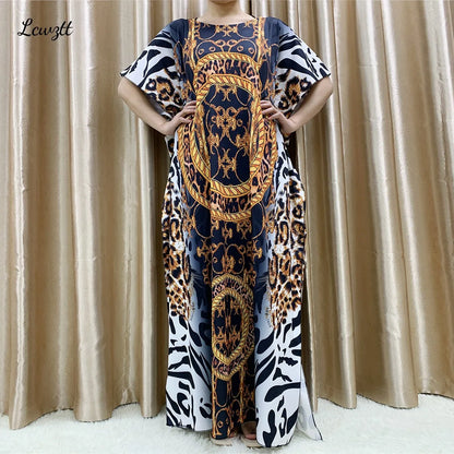 Mode nouveau Style fleur manches africain Dashiki imprimé fleuri taille ceinture coton Caftan dame été Maxi robes décontractées robes